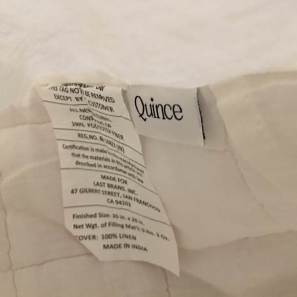 NWOT 2 Quince white Linen quilted standard pillow shams - Picture 7 of 9